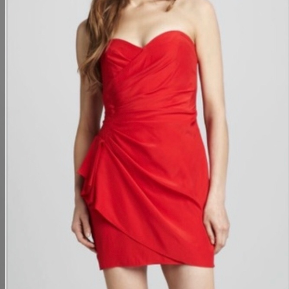 Parker Red Strapless Cocktail Dress